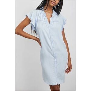 Rails Dress Kat Light Vintage Blue Chambray Size L Shirtdress Casual Ruffle